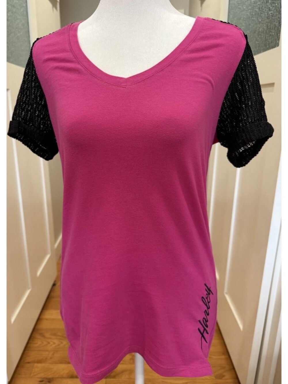 Harley Davidson Womens Size L Pink Short Sleeve Shirt Barnett El Paso Texas